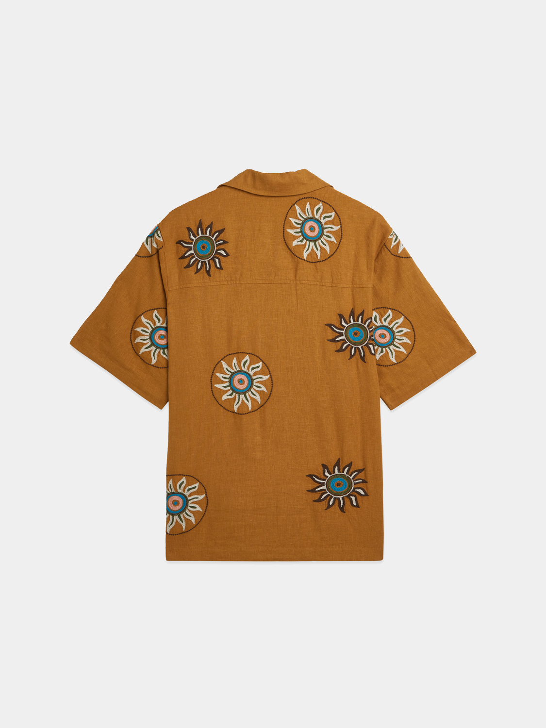 Embroidered linen short-sleeved shirt by Scotch & Soda featuring detailed embroidery and a relaxed fit, black color.
