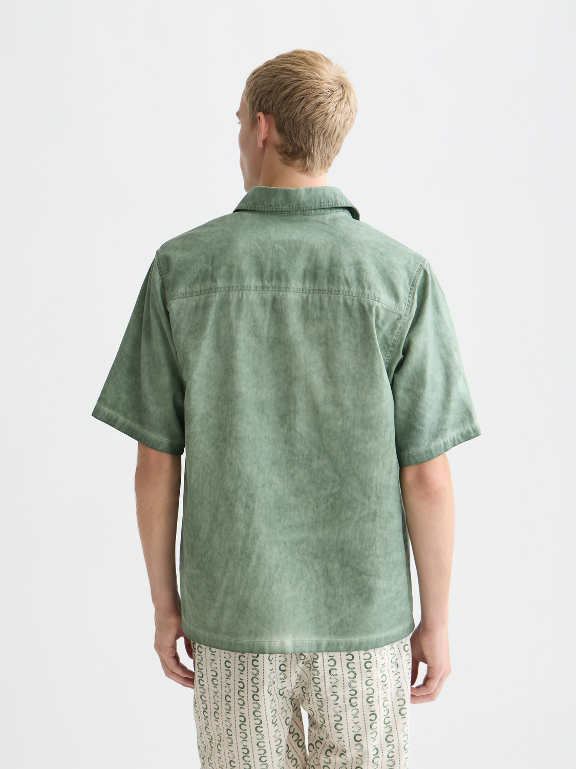 Washed short-sleeved shirt by Scotch & Soda featuring a casual fit and soft fabric, shown from the back.