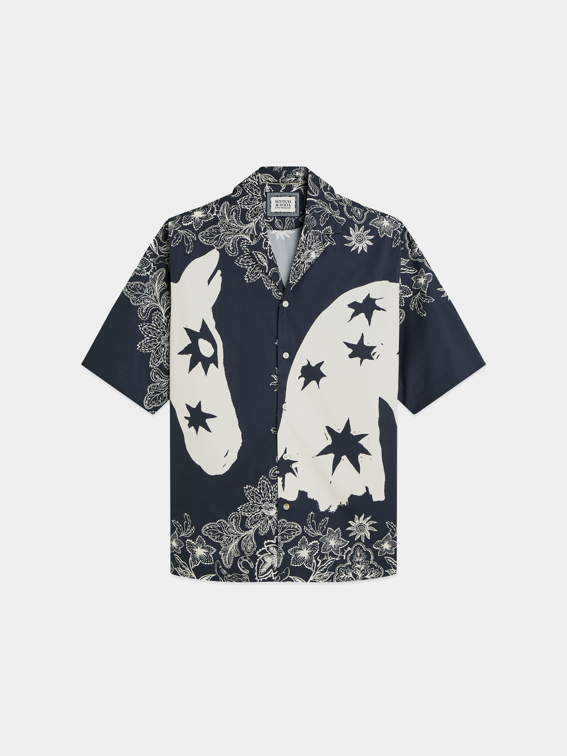 Printed short-sleeved shirt by Scotch & Soda, featuring a vibrant design and casual fit, perfect for warm weather.