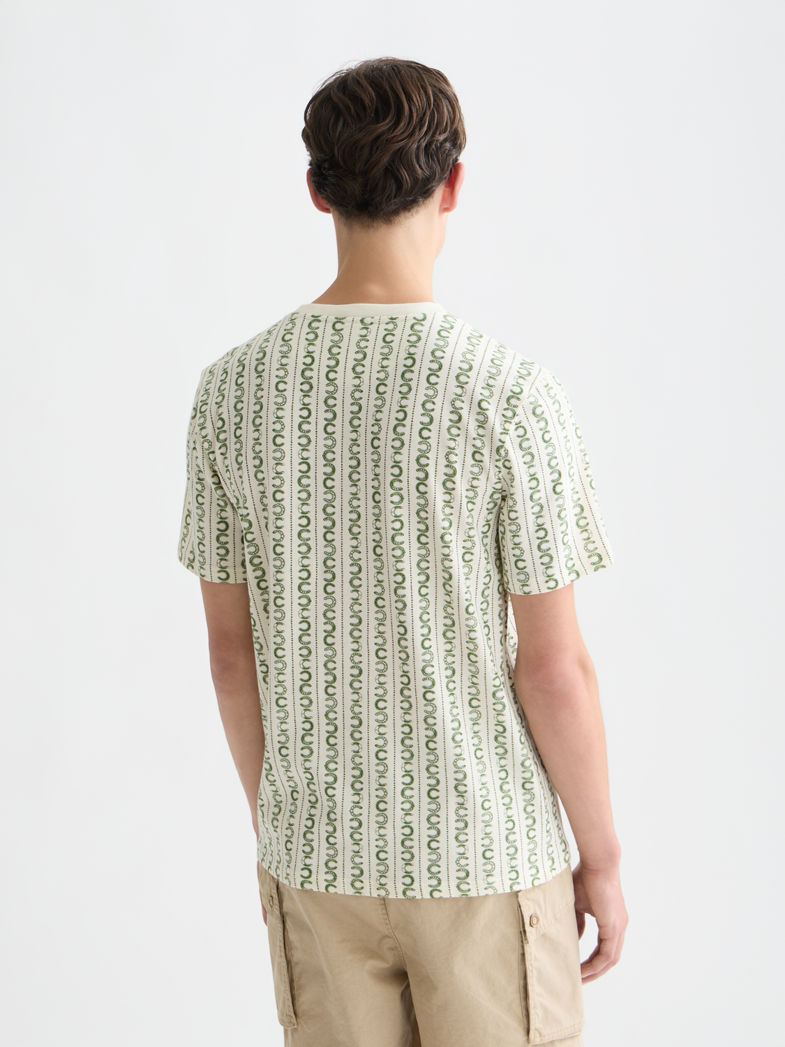 Printed Scotch & Soda short-sleeve T-shirt with graphic design, shown from the back in this image.