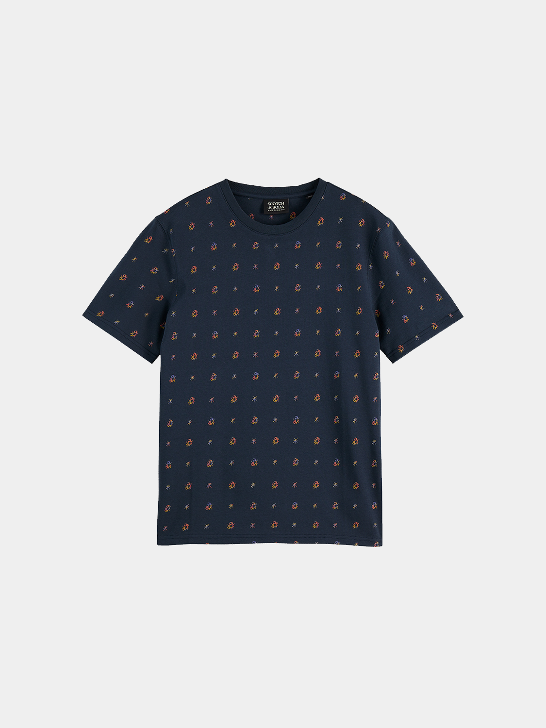 Printed SCOTCH & SODA short-sleeve t-shirt with colorful graphic design, casual men's fashion tee.