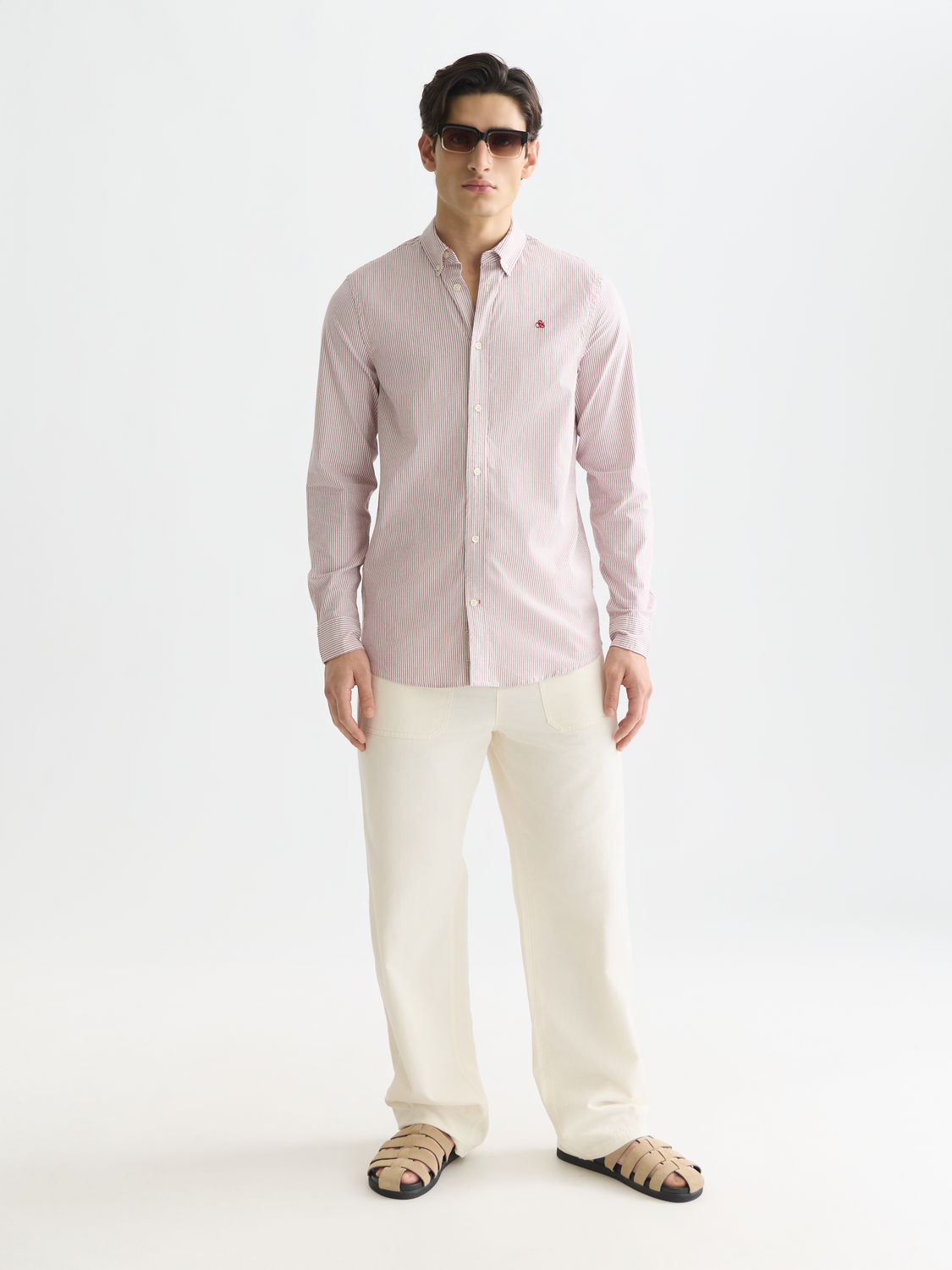 Long sleeve striped Oxford shirt by Scotch & Soda, featuring classic design and button-down collar.