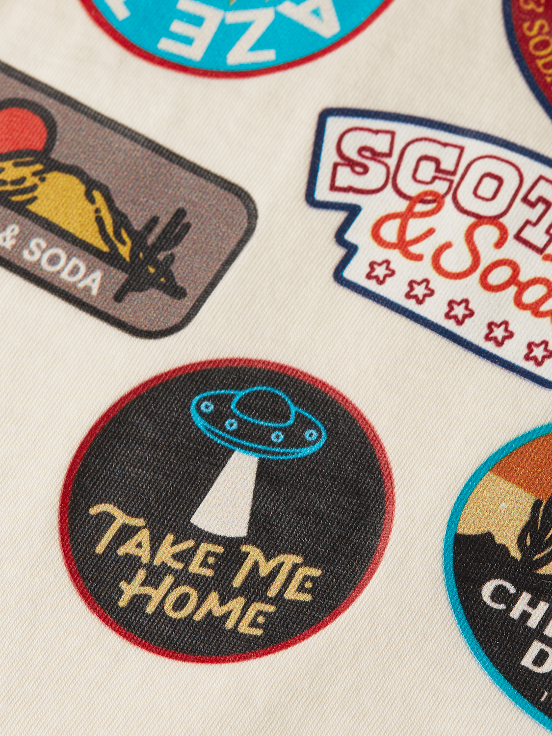 Kids' short-sleeve artwork T-shirt by Scotch & Soda featuring colorful graphic design on soft cotton fabric.