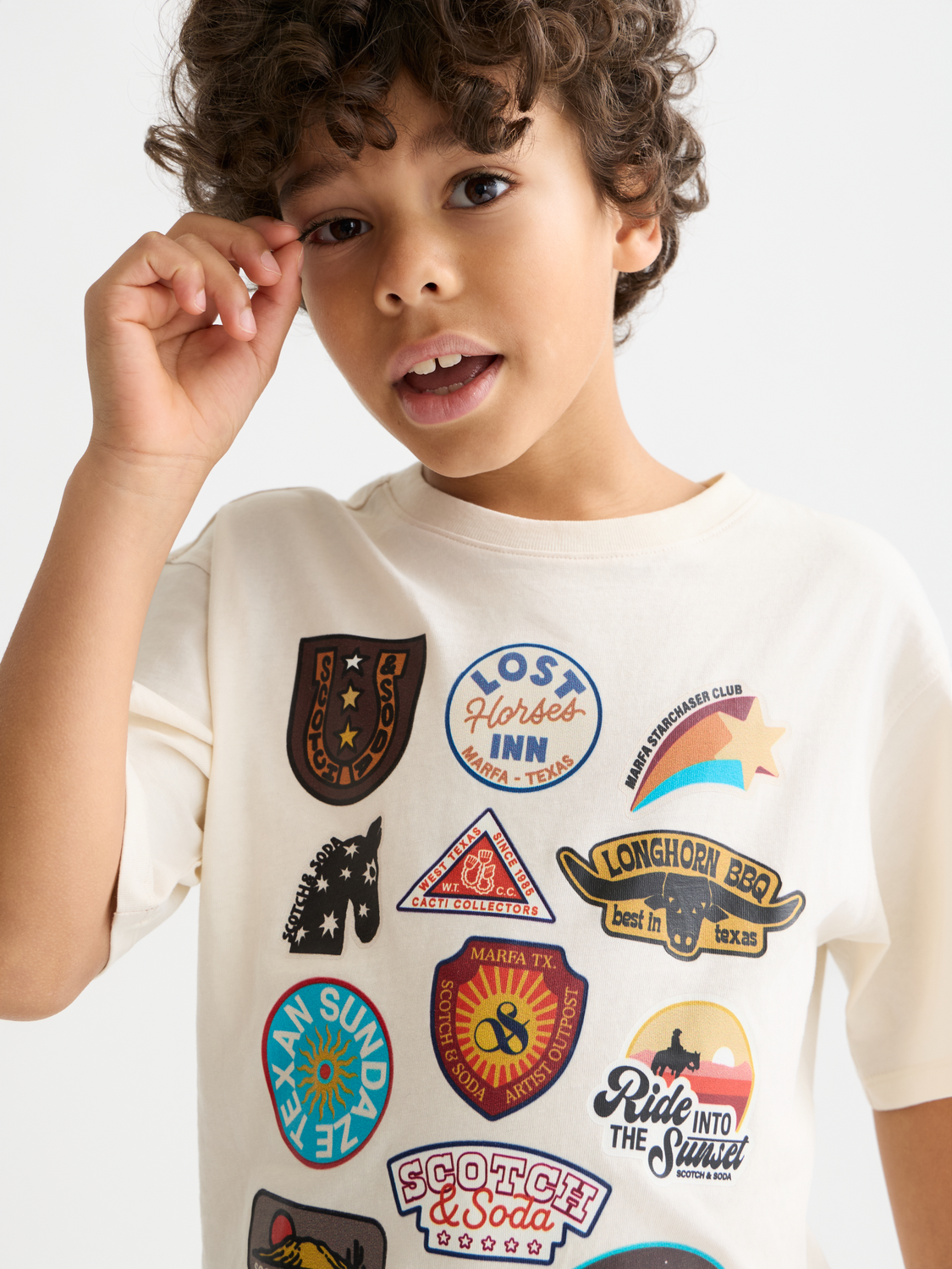 Kids' short-sleeve artwork t-shirt by Scotch & Soda with colorful graphic design on front, casual and comfortable fit.