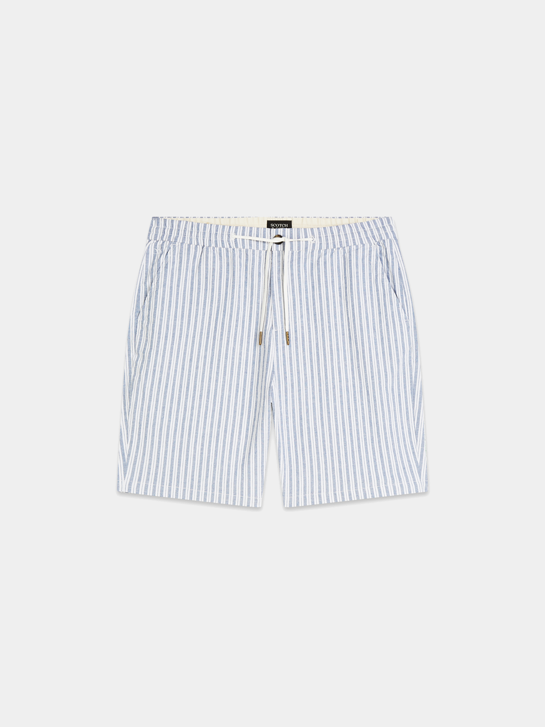 Light beige Fave cotton-linen shorts by Scotch & Soda with a relaxed fit and casual style, perfect for warm weather.