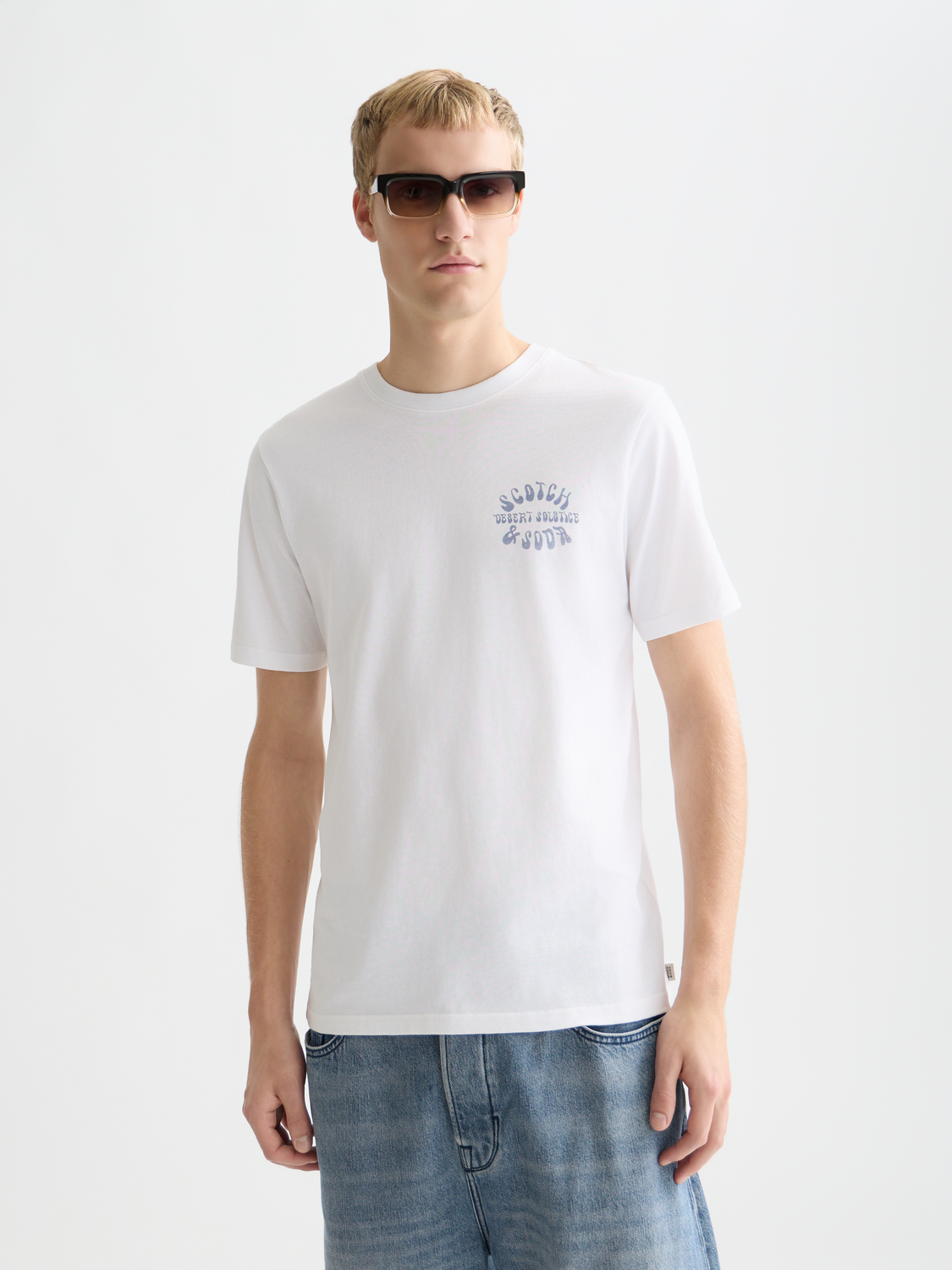 Short sleeve Scotch & Soda artwork T-shirt with colorful graphic design on front, casual and stylish men's fashion tee.