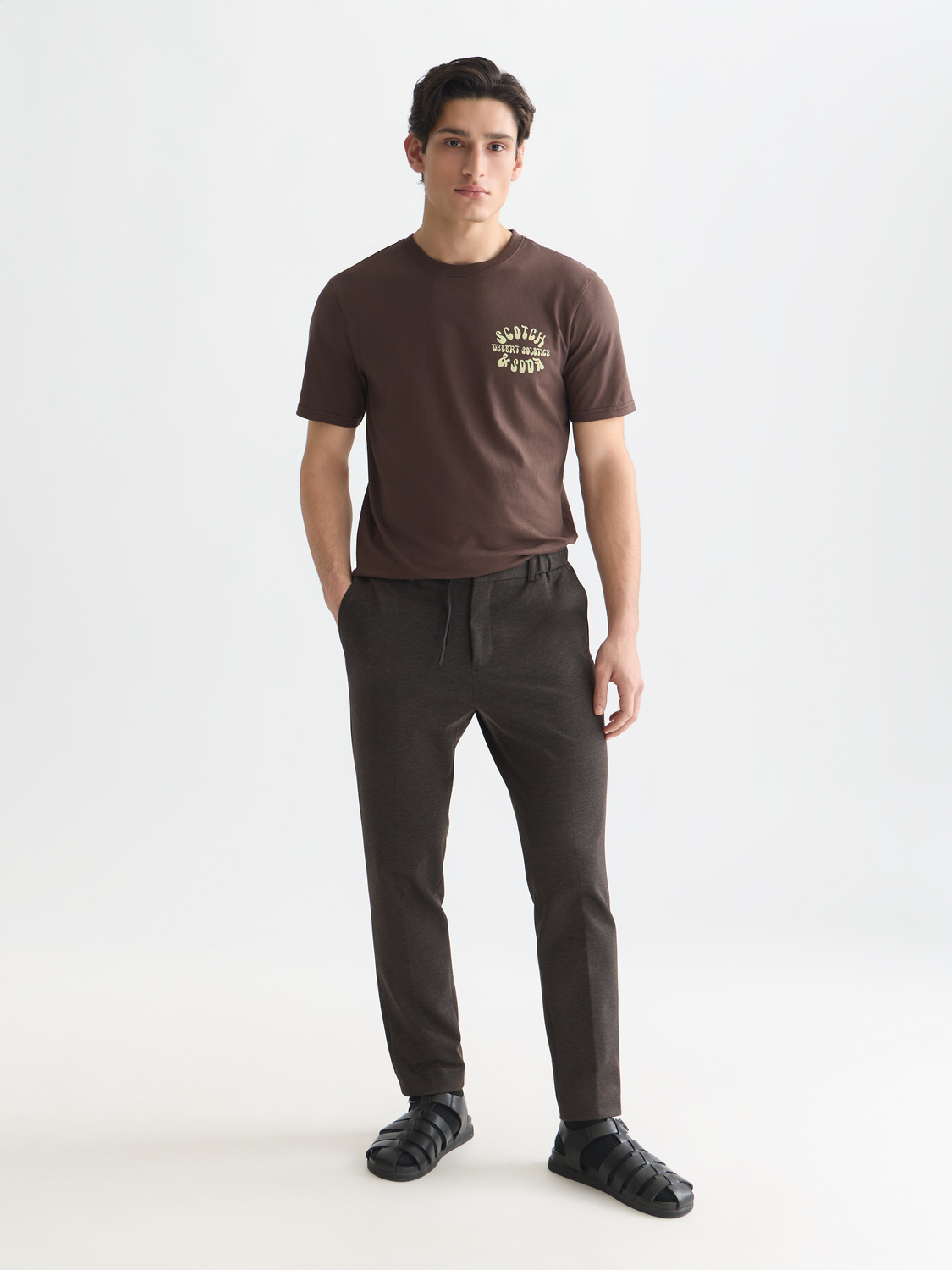 SCOTCH & SODA artwork short sleeve t-shirt featuring colorful graphic design on front, casual men's fashion tee.