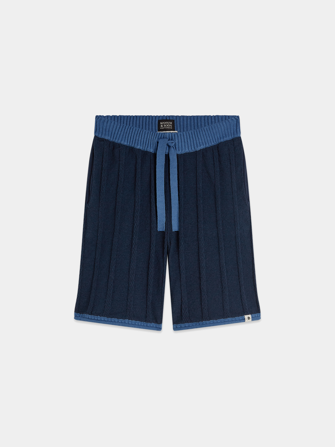 Knitted shorts by Scotch & Soda featuring a comfortable fit and stylish design, shown in a close-up view.