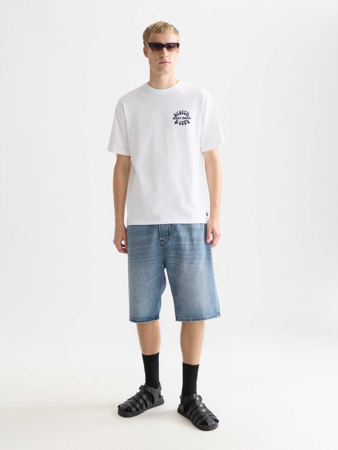 Scotch & Soda artwork short sleeve t-shirt with colorful graphic design on front, casual men's fashion tee.