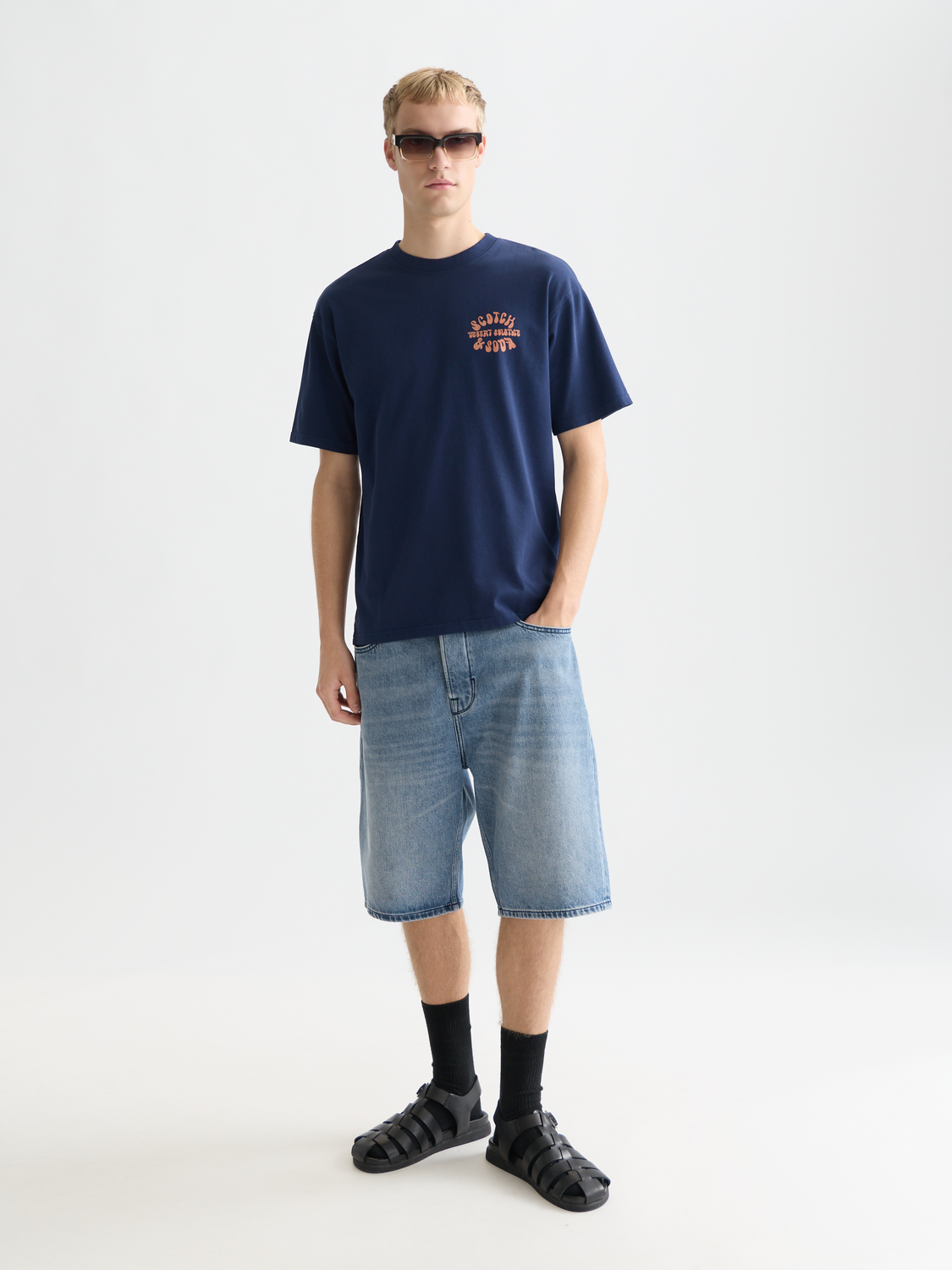 SCOTCH & SODA artwork short-sleeve t-shirt featuring colorful graphic design on front, casual men's fashion tee.