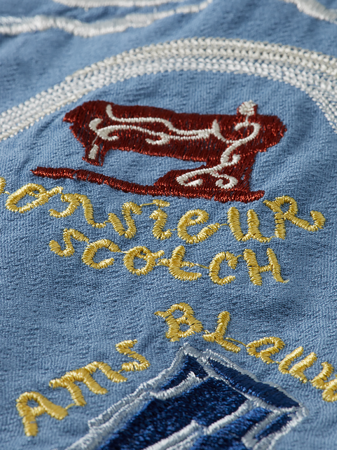 Light blue embroidered short-sleeve shirt from Scotch & Soda with intricate floral embroidery and a relaxed fit.