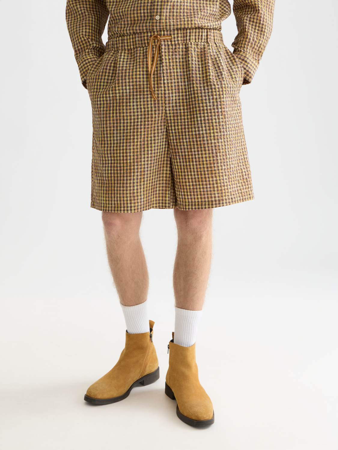 Seersucker shorts by Scotch & Soda, lightweight blue and white striped summer shorts with a relaxed fit.