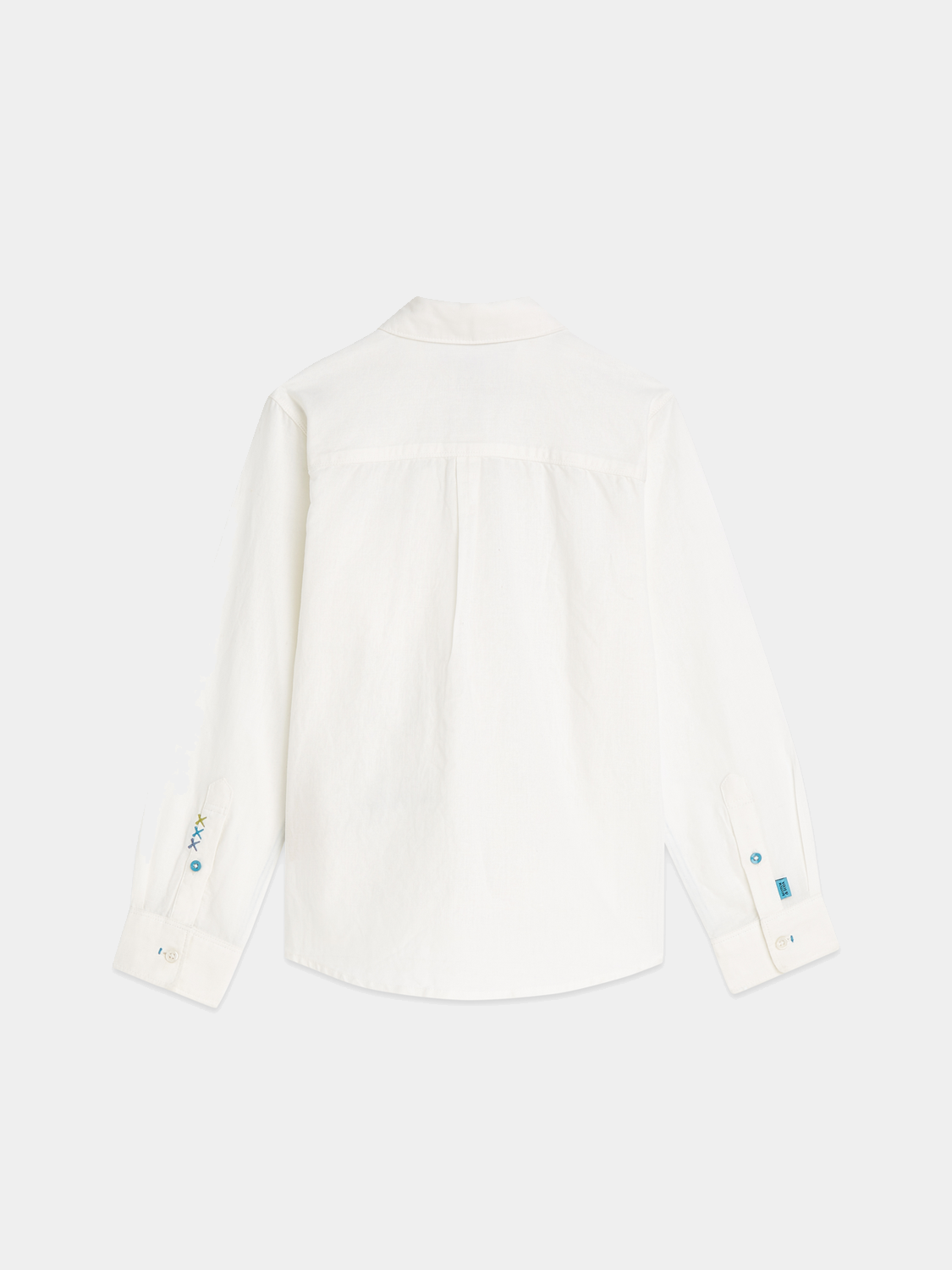 Kids linen long-sleeve shirt by Scotch & Soda, featuring a casual fit and natural fabric in a neutral color.