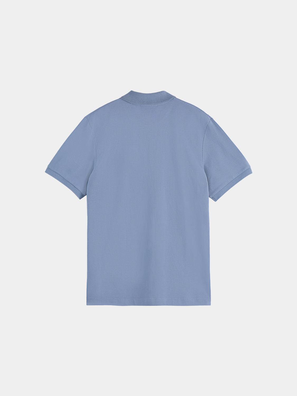 Navy Scotch & Soda logo pique polo shirt with a classic collar and short sleeves, made from breathable cotton fabric.