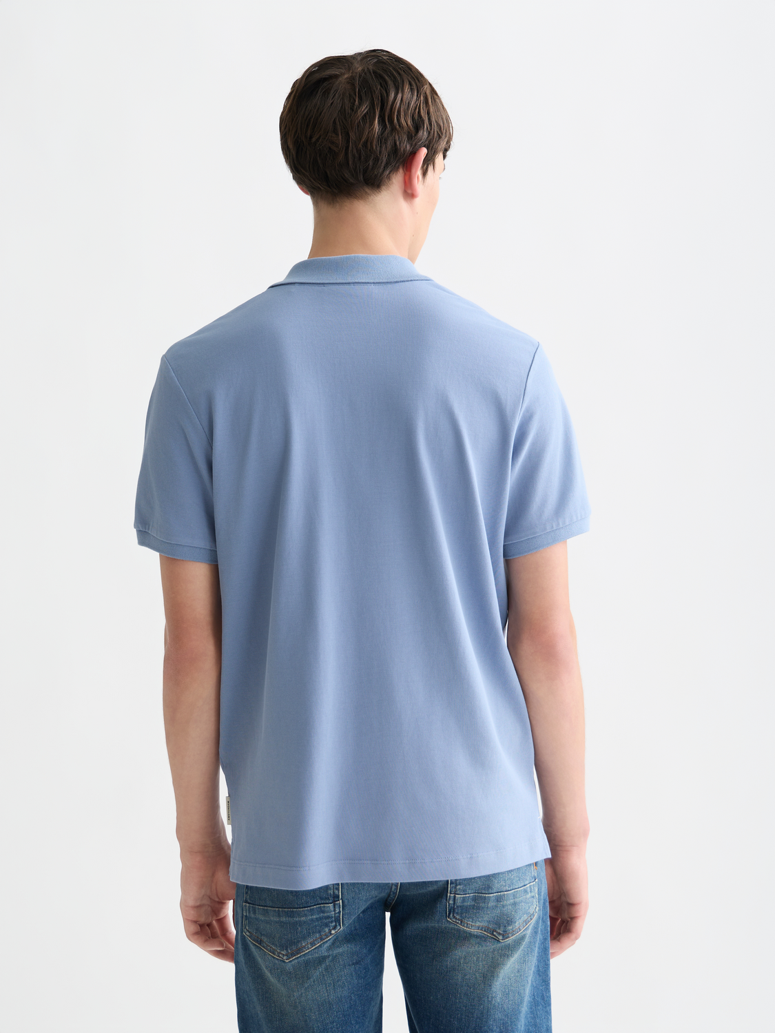 Scotch & Soda logo pique polo shirt in navy with front logo detail and classic collar, casual men's polo top.