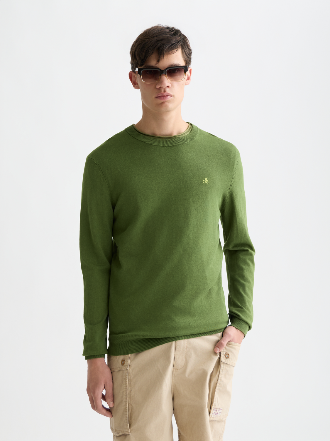 Viscose knitwear pullover by Scotch & Soda, featuring a cozy fit with a round neckline and textured fabric in a soft color.