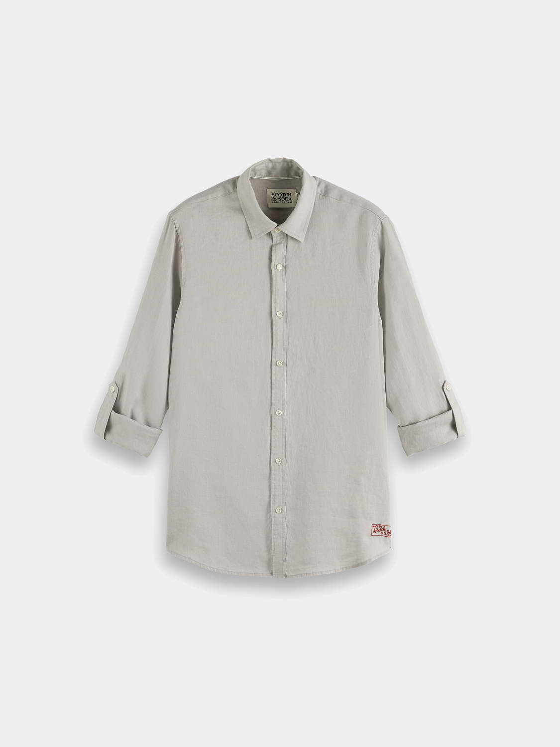 Long-sleeve linen shirt by Scotch & Soda, featuring a relaxed fit and natural fabric in a stylish, casual design.