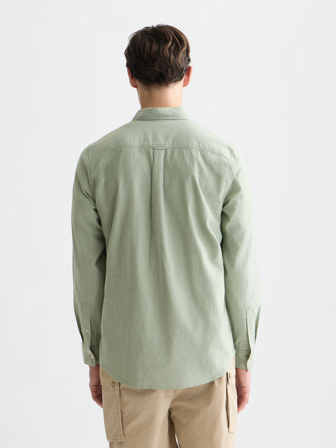 Long sleeve Scotch & Soda Oxford shirt with a classic collar and button front, shown from the back in the product image.