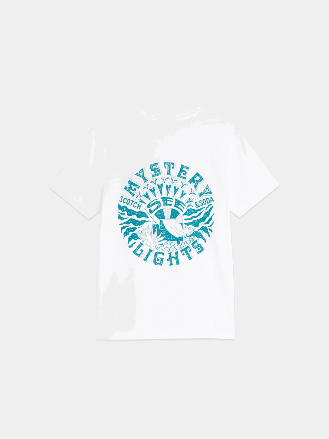 Kids' short sleeve artwork t-shirt by Scotch & Soda, featuring colorful graphic design on black cotton fabric.