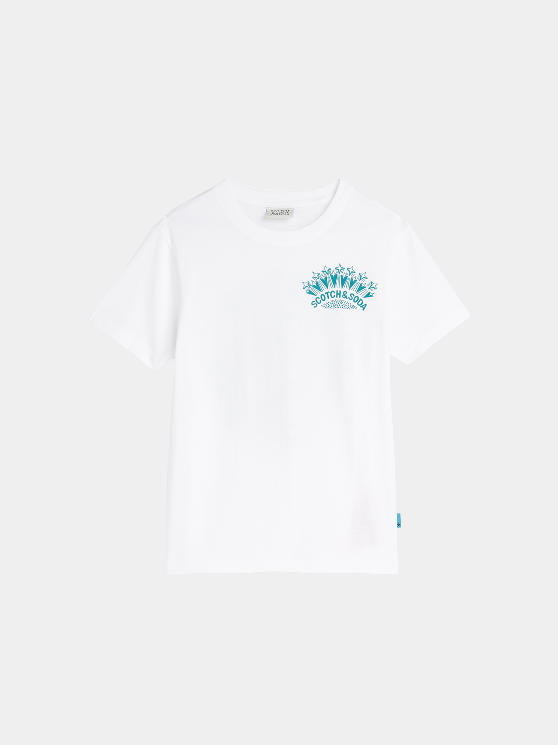 Kids' short-sleeve artwork T-shirt by Scotch & Soda featuring colorful graphic print on soft cotton fabric.