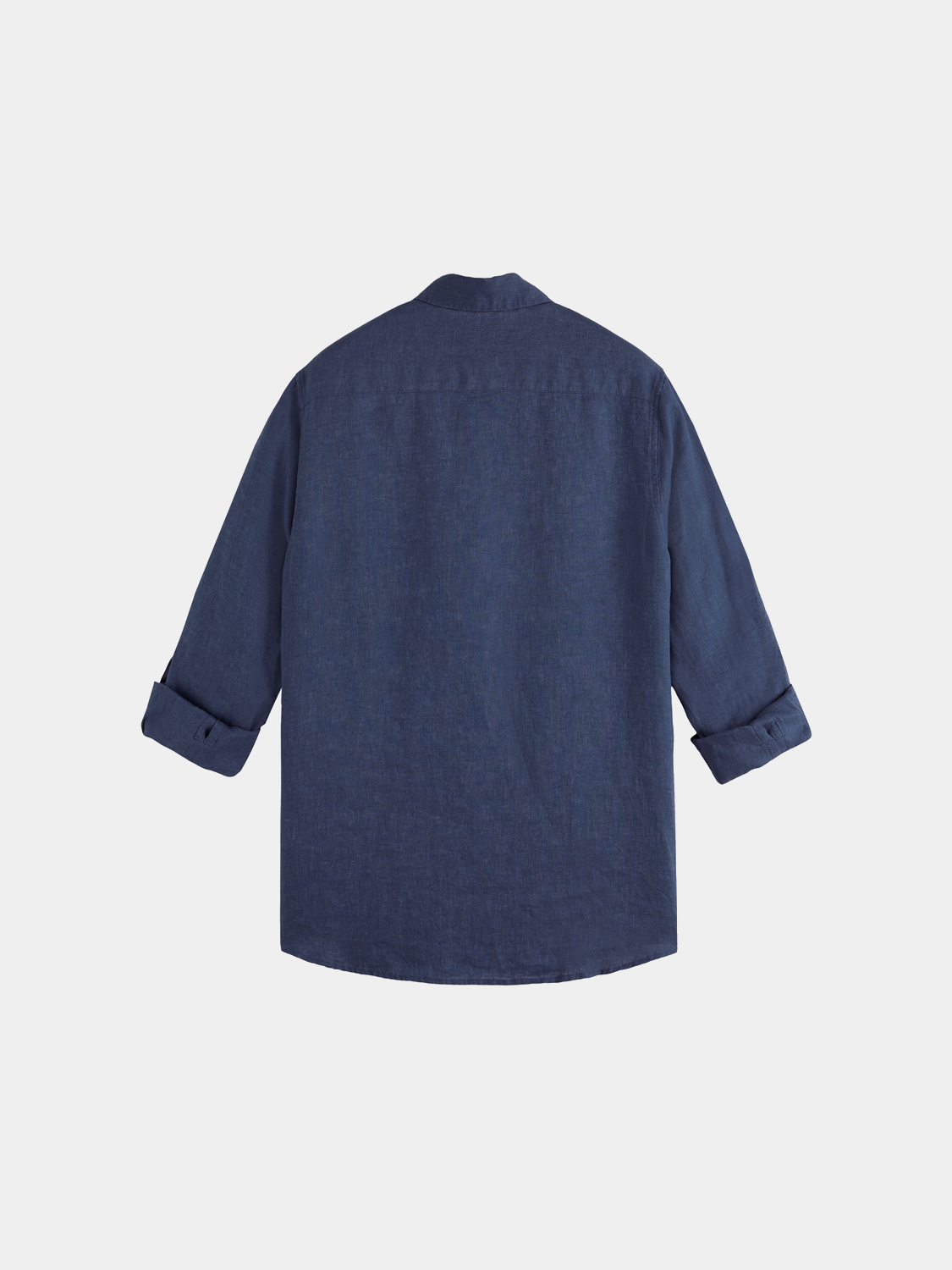 Long-sleeve linen shirt by Scotch & Soda, featuring a relaxed fit and natural fabric texture in a dark color.