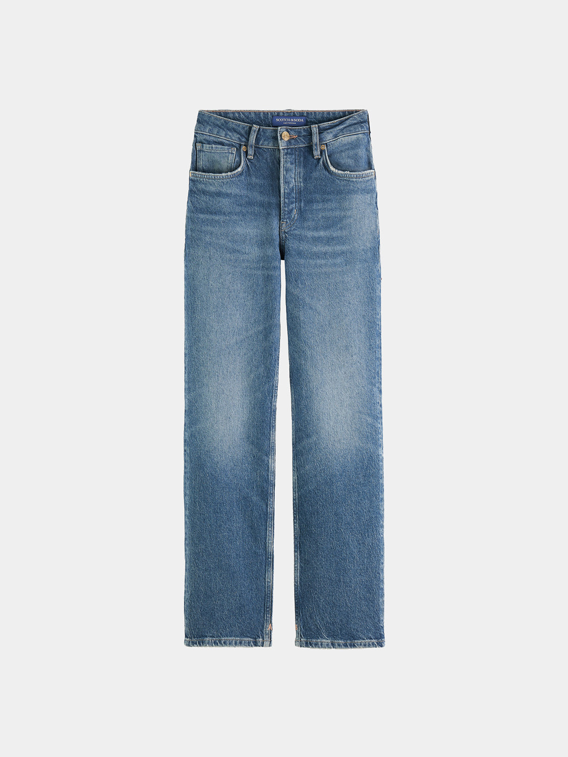 Sky straight fit SCOTCH & SODA denim jeans with classic five-pocket design and modern straight-leg cut.