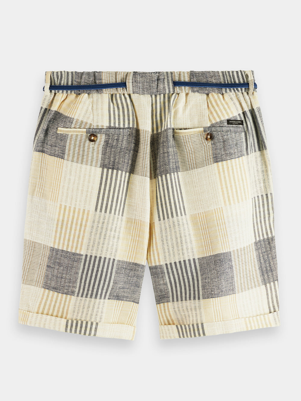 Twilt linen blend jacquard check pleated shorts - Scotch & Soda NZ