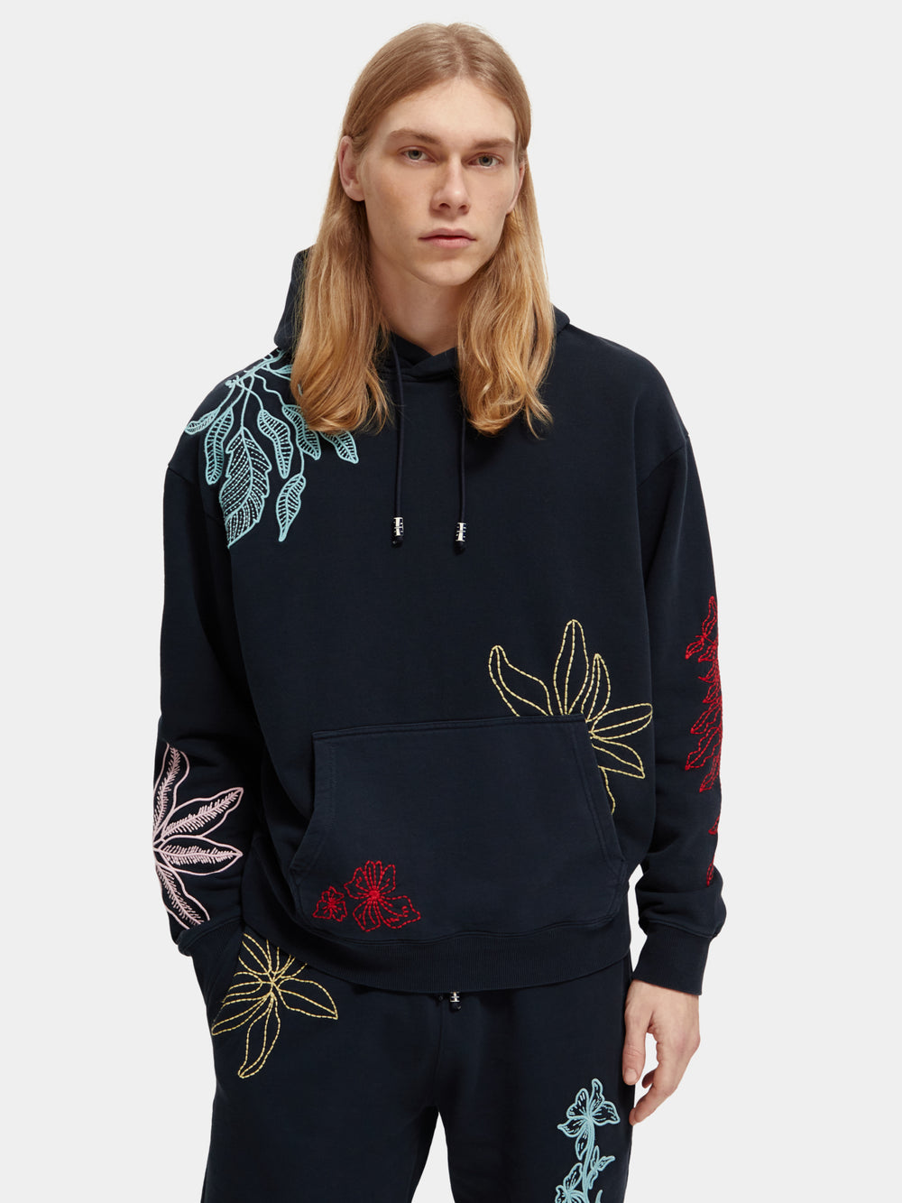 Floral embroidery hoodie - Scotch & Soda NZ