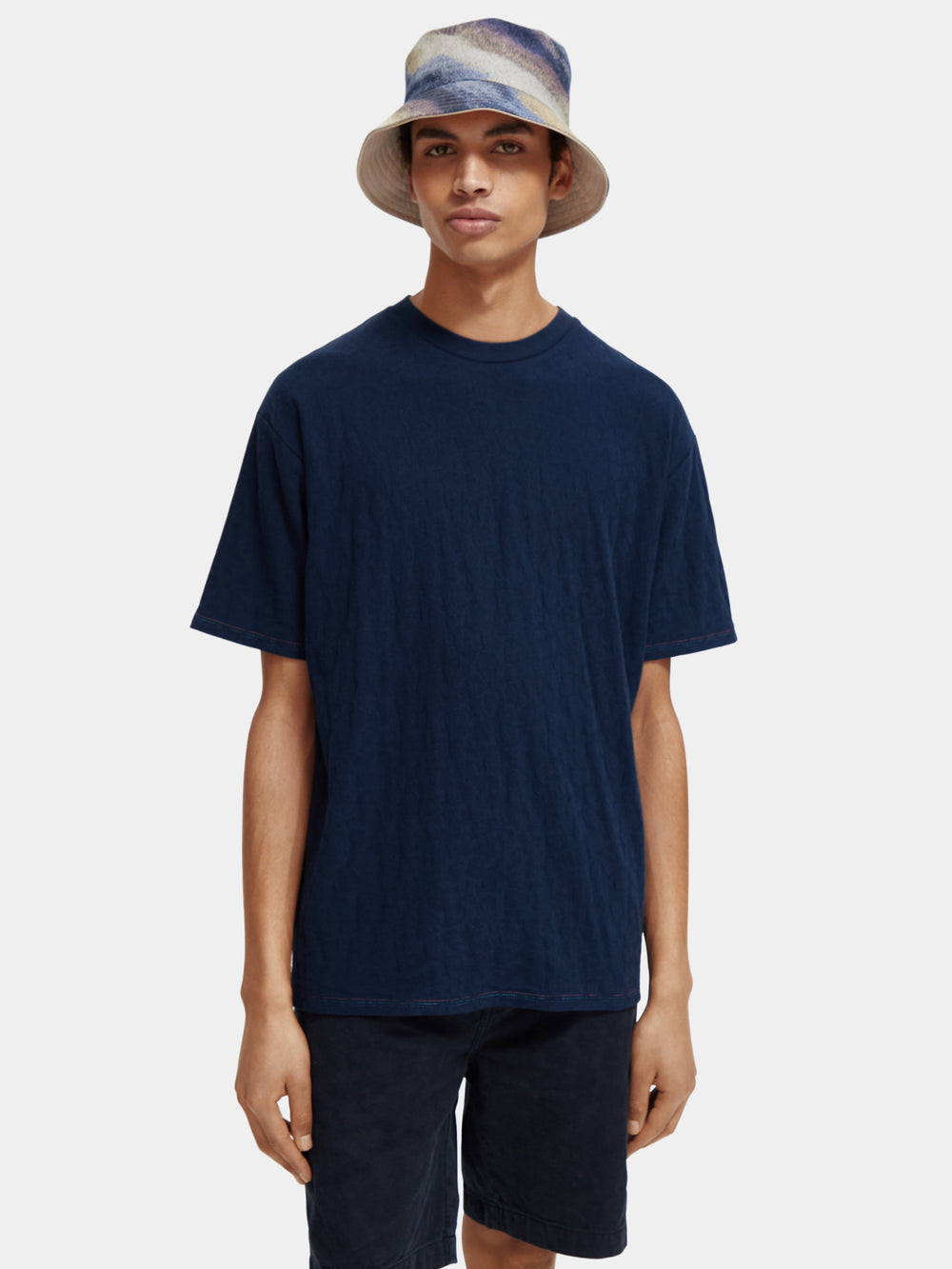 Relaxed-fit jacquard t-shirt - Scotch & Soda NZ