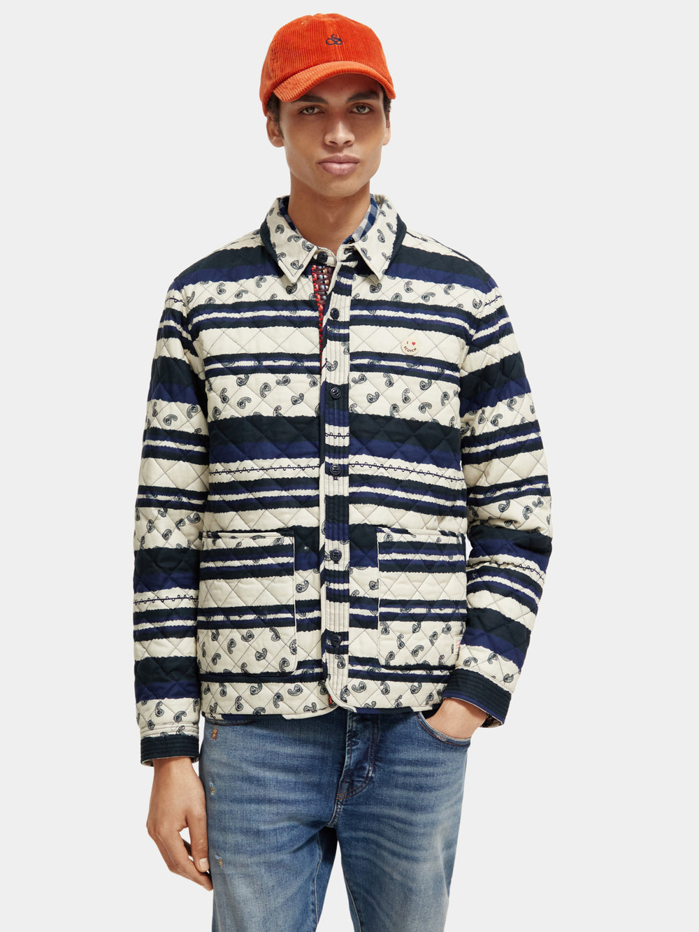 Striped quilted jacket - Scotch & Soda NZ