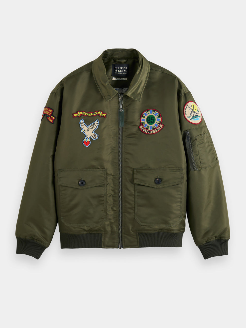 Bomber jacket with detachable teddy collar - Scotch & Soda NZ