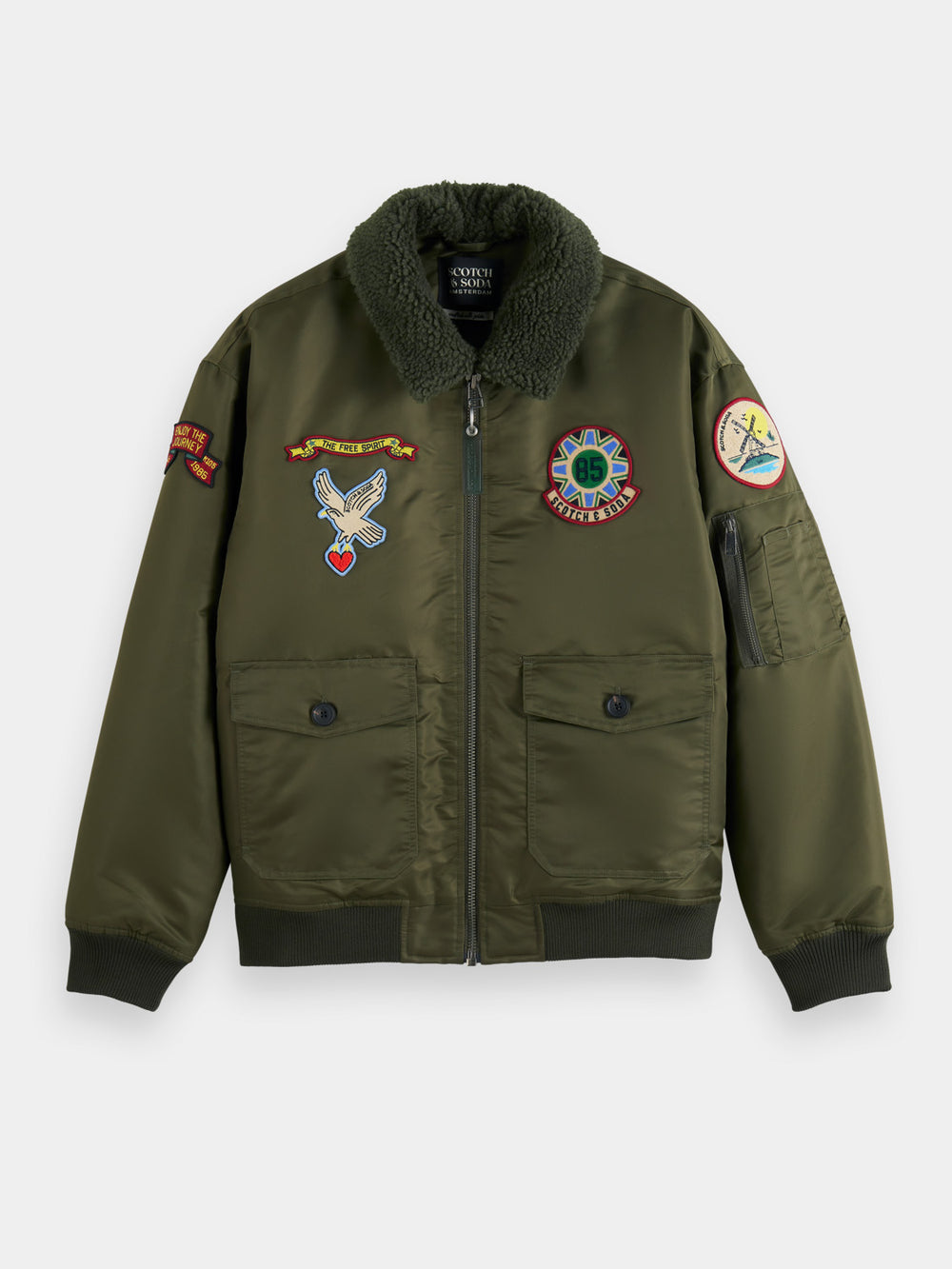 Bomber jacket with detachable teddy collar - Scotch & Soda NZ