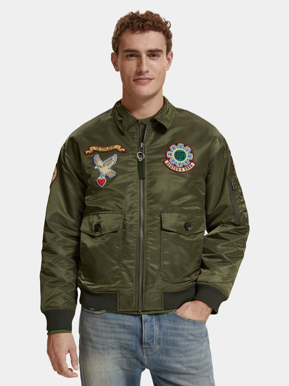 Bomber jacket with detachable teddy collar - Scotch & Soda NZ