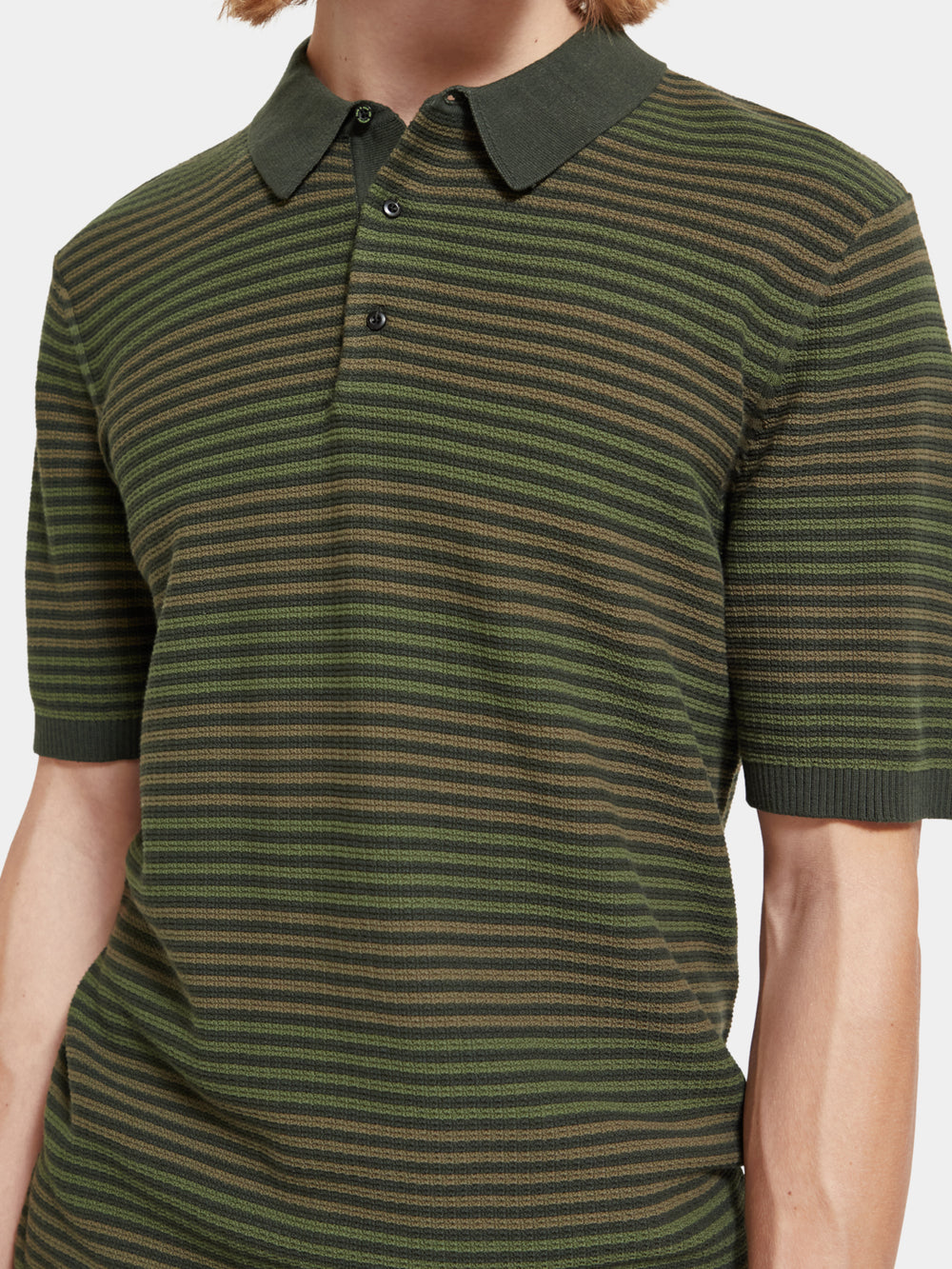 Knitted striped polo shirt - Scotch & Soda NZ