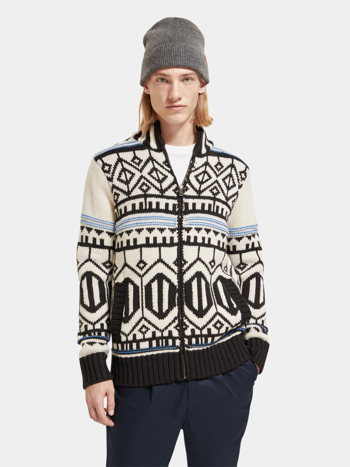 Chunky zip cardigan with detachable inner jacket - Scotch & Soda NZ