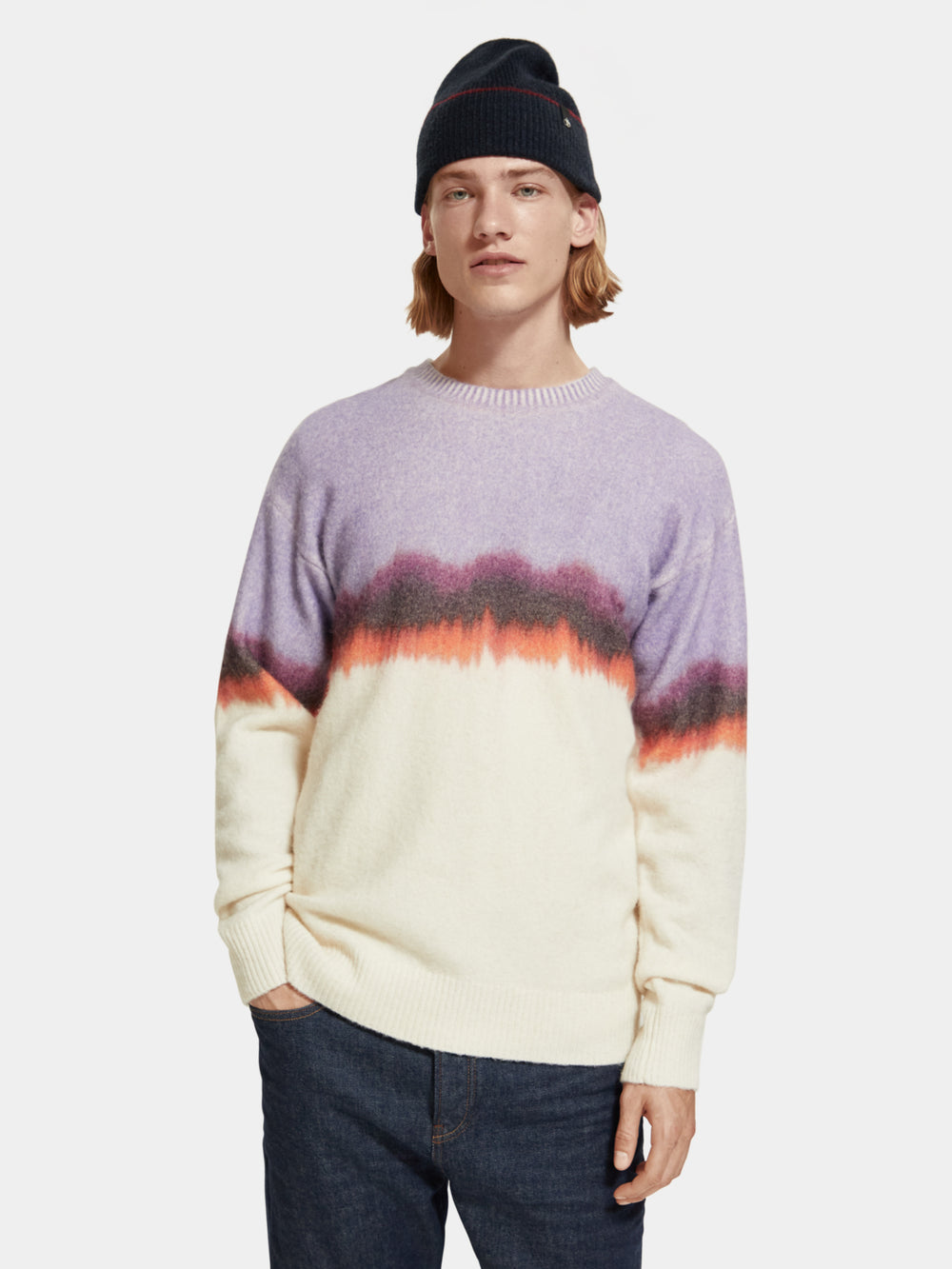 Tie-dyed colourblock pullover - Scotch & Soda NZ