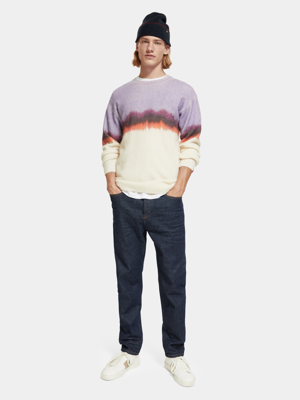 Tie-dyed colourblock pullover - Scotch & Soda NZ