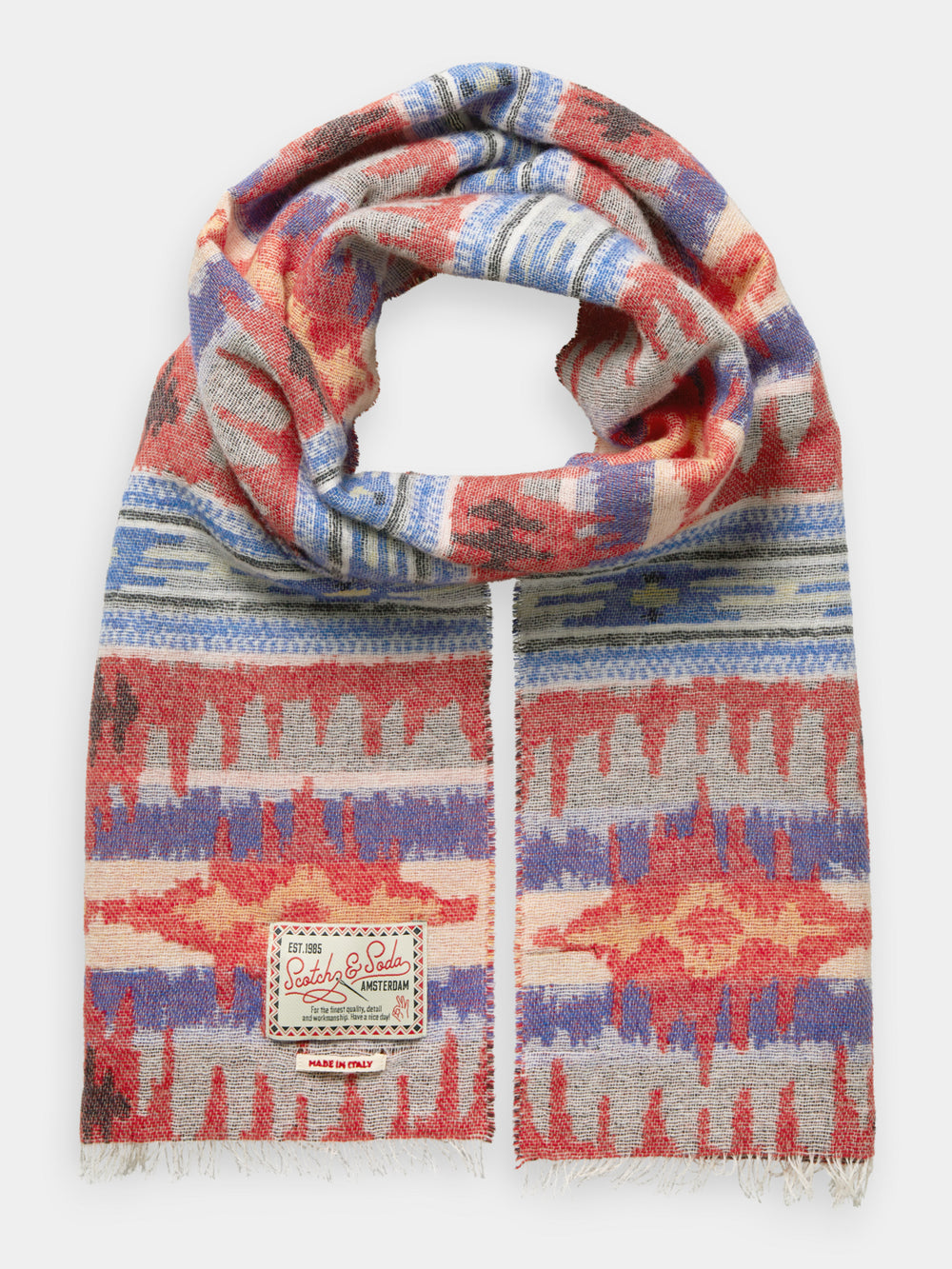 Jacquard wool blend scarf - Scotch & Soda NZ
