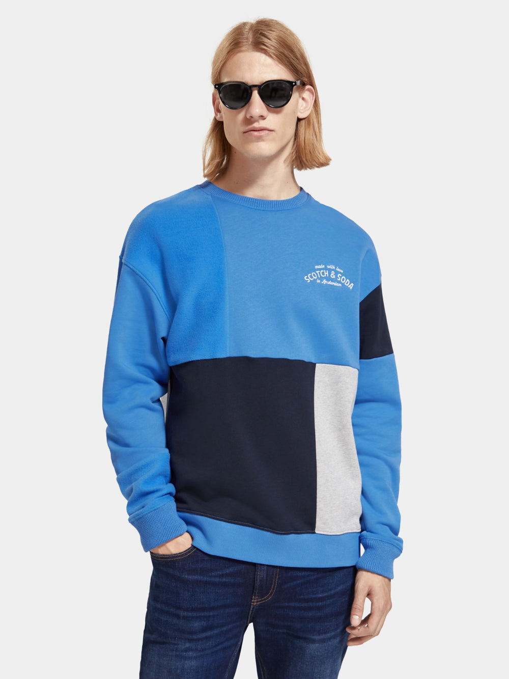 Relaxed-fit colourblock sweatshirt - Scotch & Soda NZ