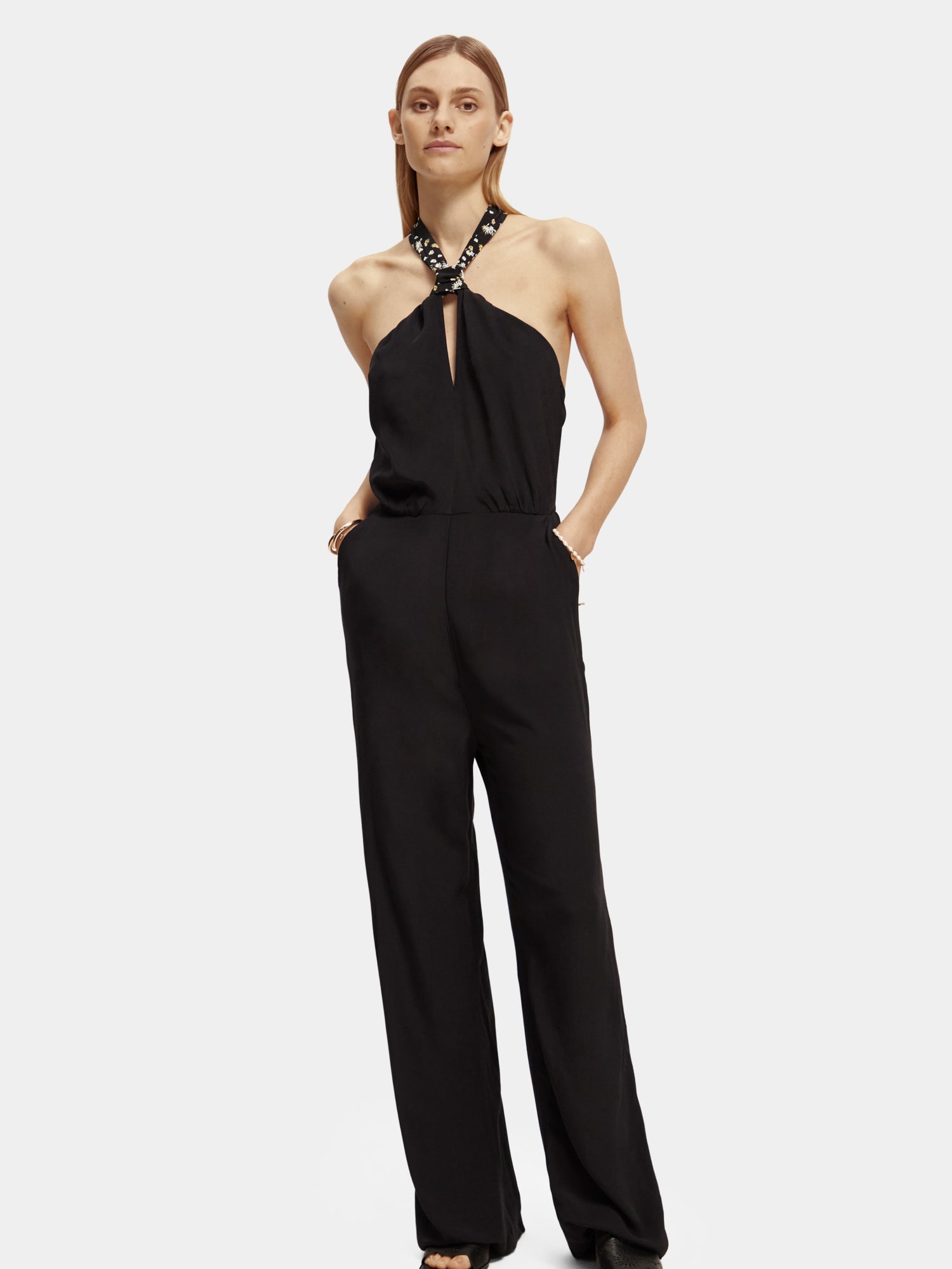 Contrast bow jumpsuit - Scotch & Soda NZ