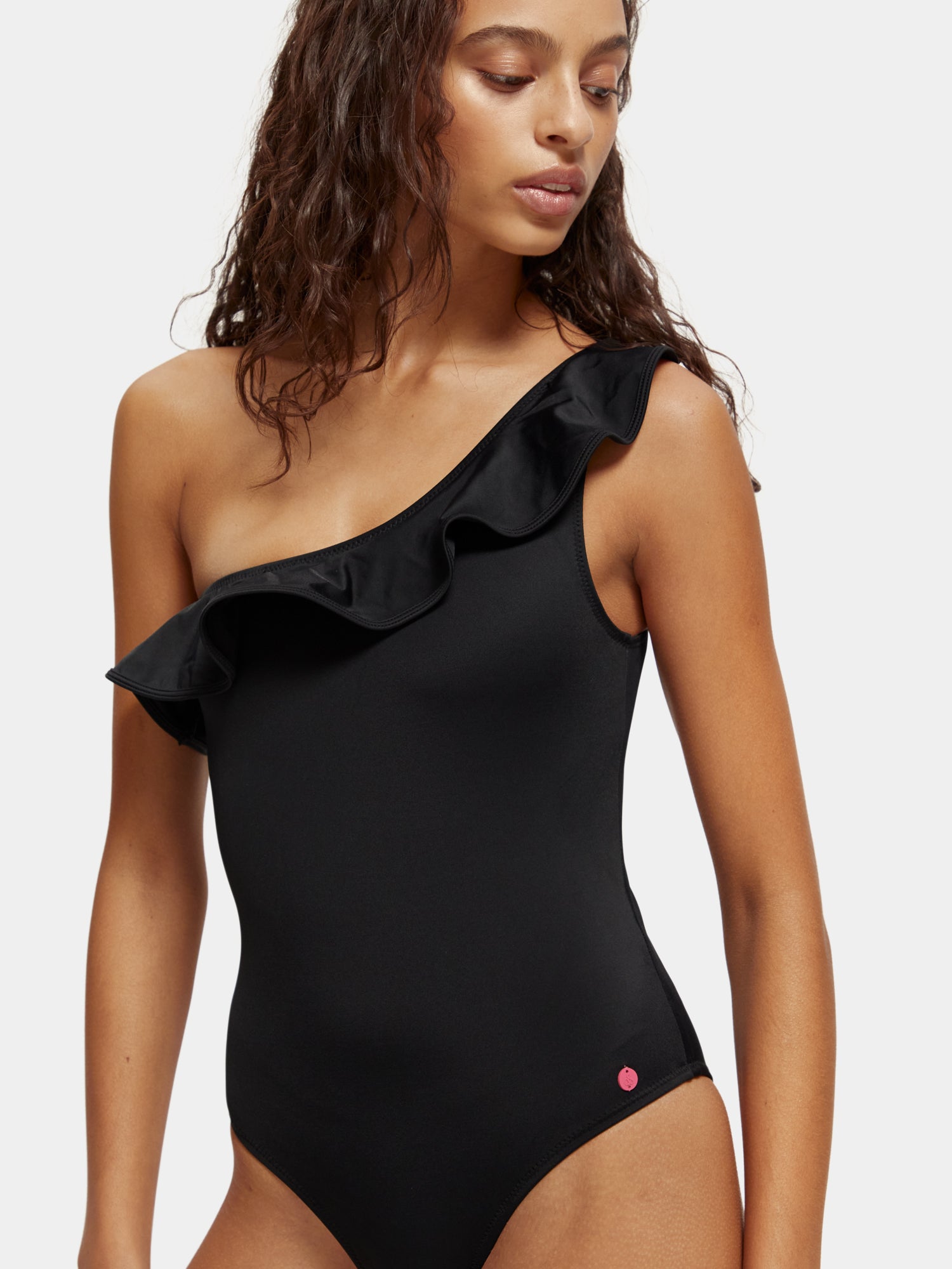 One shoulder ruffle swimsuit