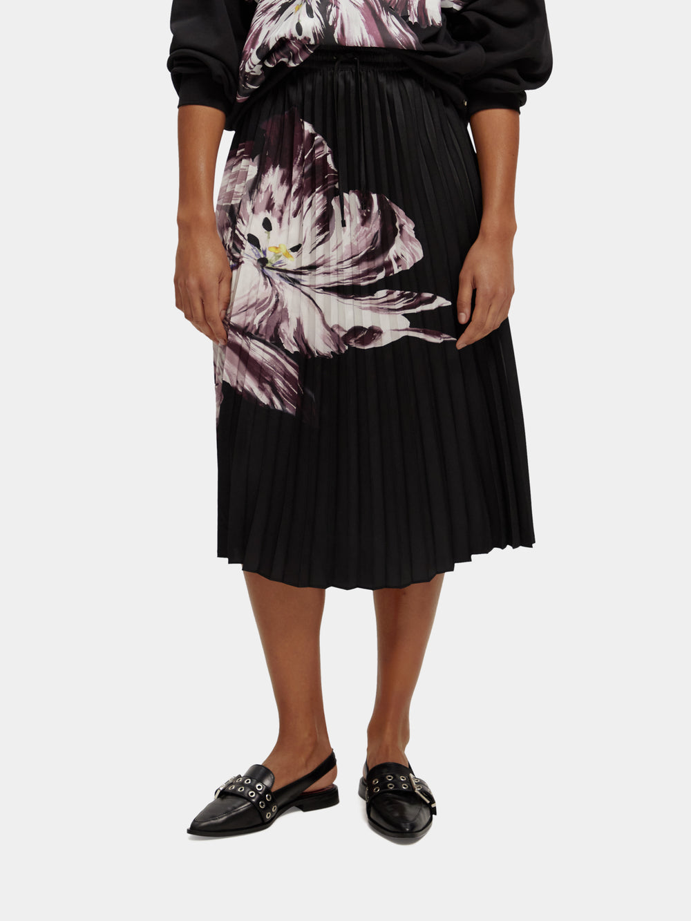 Printed pleated midi skirt - Scotch & Soda NZ