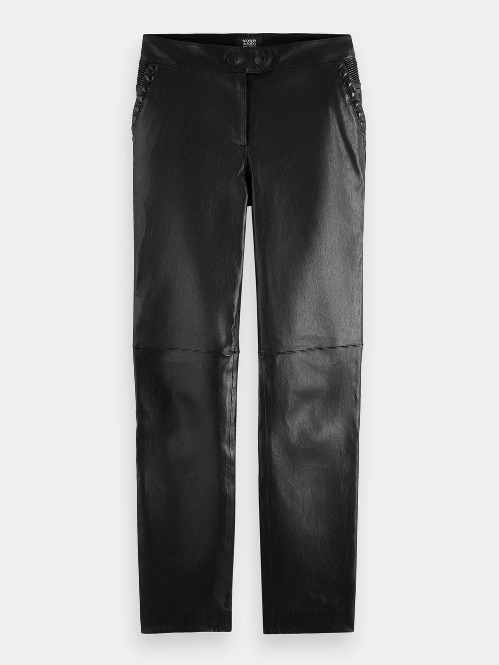 Leather mid-rise slim-fit biker pants - Scotch & Soda NZ