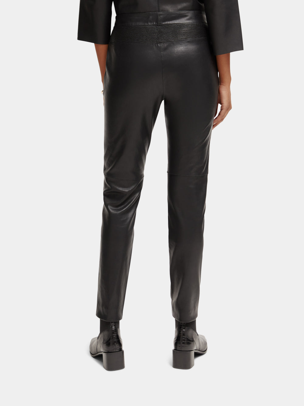 Leather mid-rise slim-fit biker pants - Scotch & Soda NZ