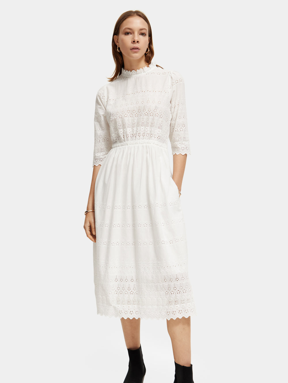 Broderie anglaise midi dress - Scotch & Soda NZ