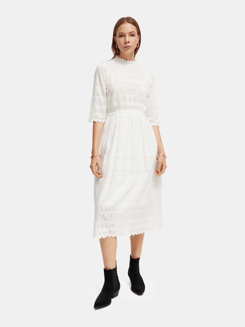 Broderie anglaise midi dress - Scotch & Soda NZ