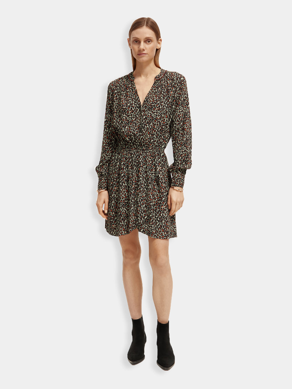 Long sleeved v-neck mini dress - Scotch & Soda NZ