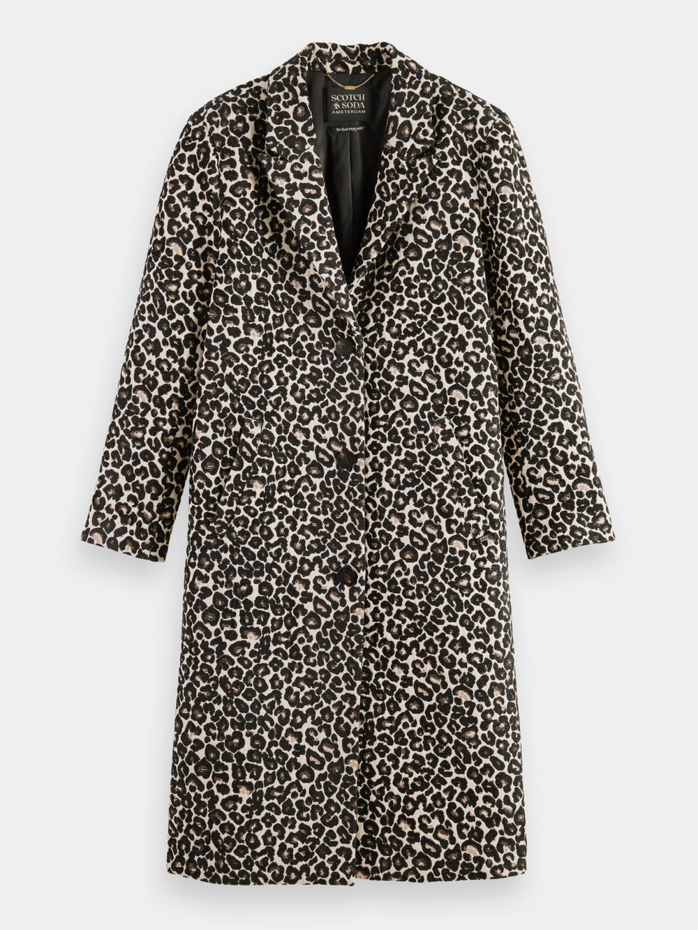 Leopard single-breasted coat - Scotch & Soda NZ