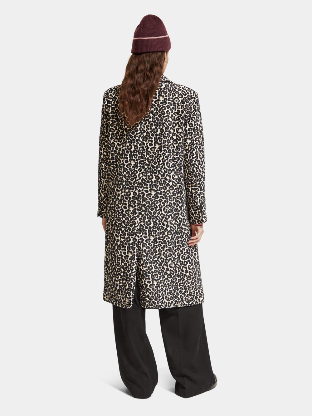 Leopard single-breasted coat - Scotch & Soda NZ