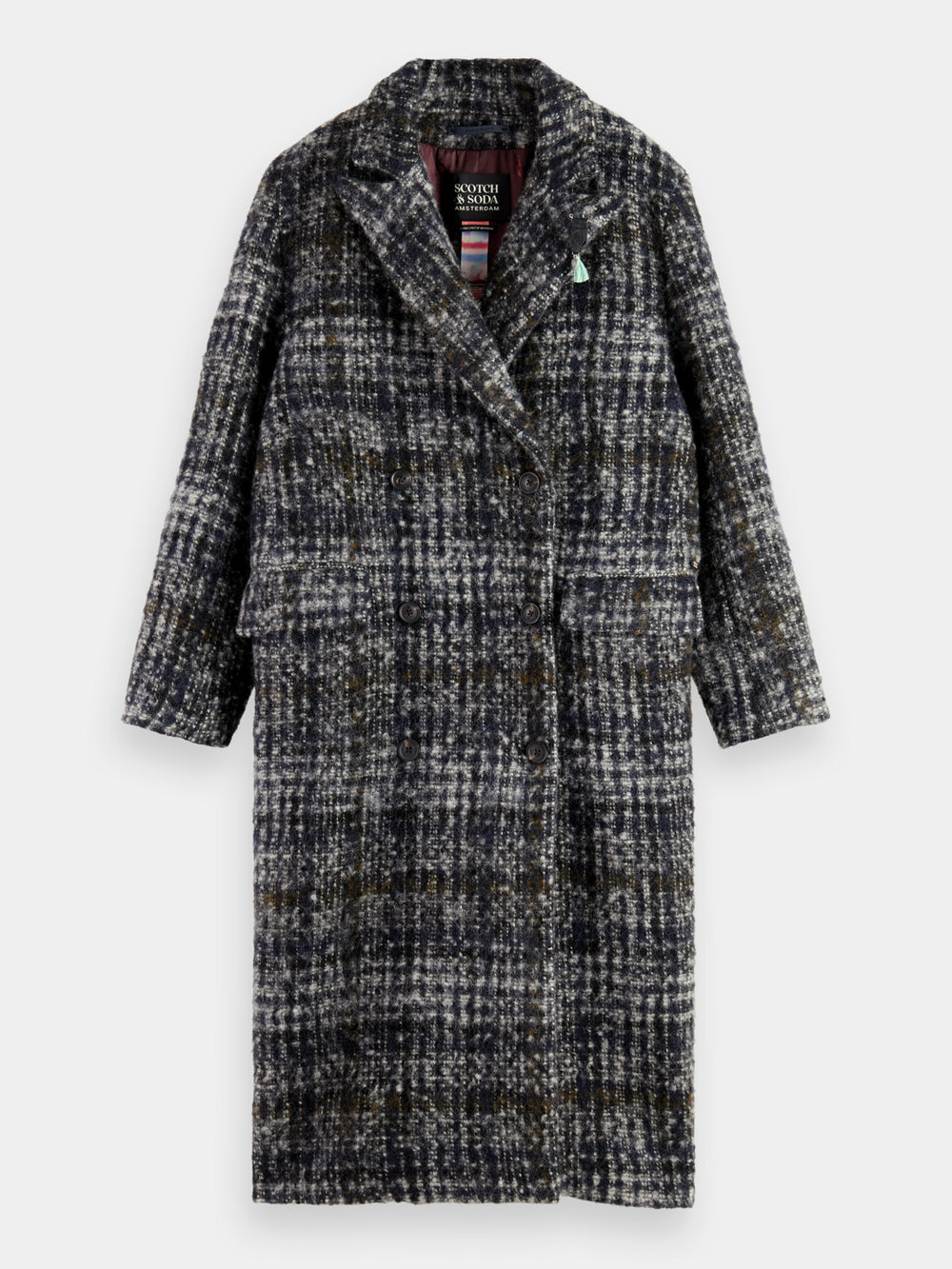 Double-breasted check coat - Scotch & Soda NZ